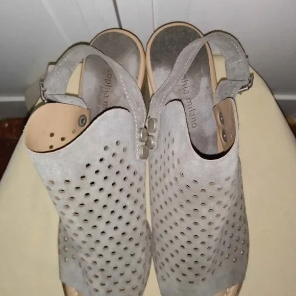 Sophia Milano Gray Suede Leather Slingbacks 10 - Picture 2 of 4